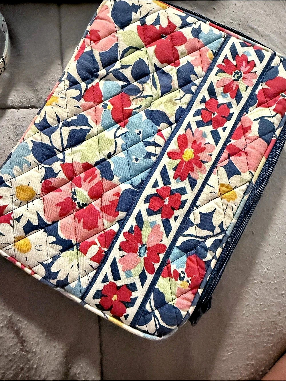 Vera Bradley Floral Cosmetic Pouch in Blue & Red
